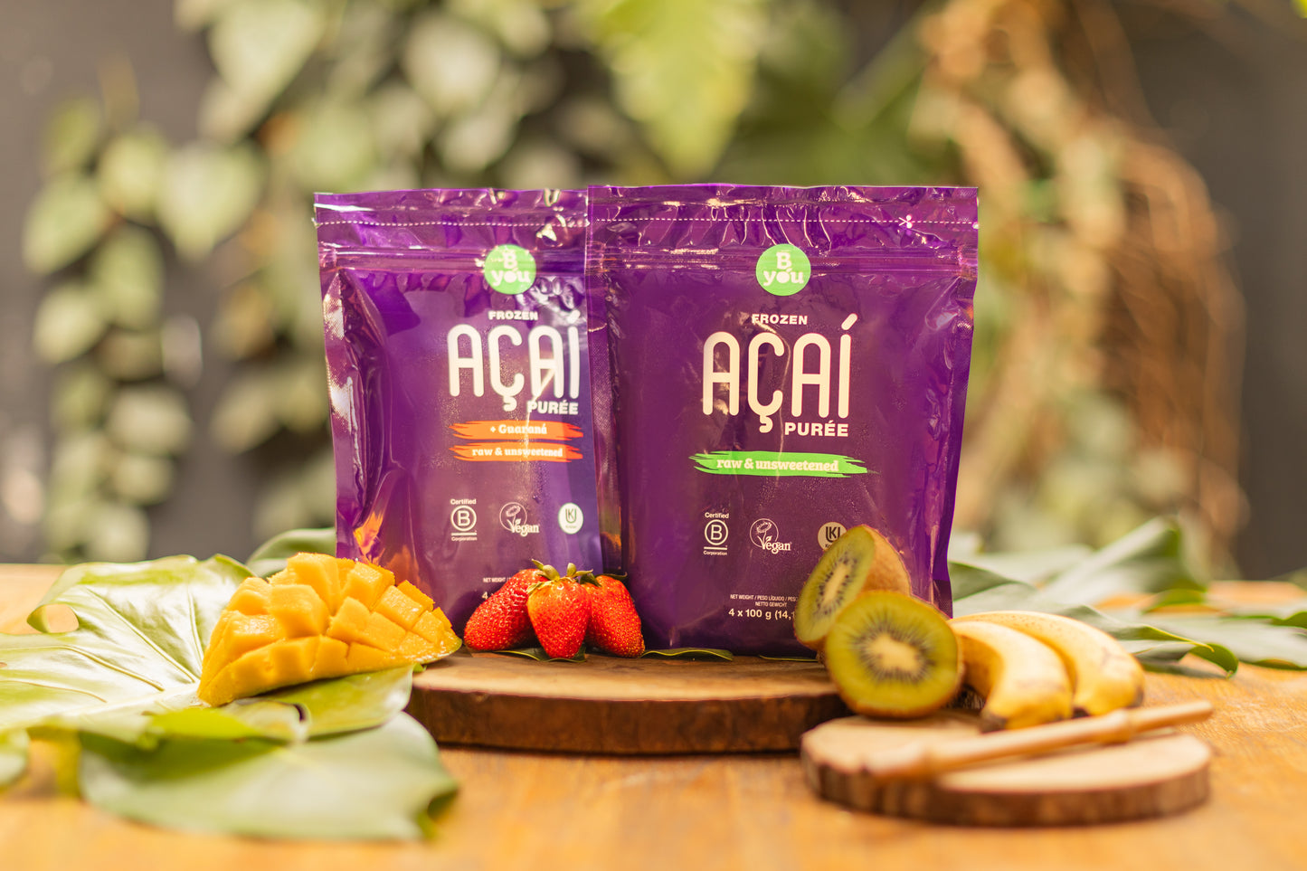 Frozen Açaí Purée with Guaraná (Raw & Unsweetened) – 6kg Wholesale Box (60 × 100g)